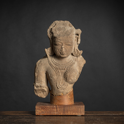 <b>A SANDSTONE FIGURE OF POSSIBLY ARDHANIRISHVARA</b>
