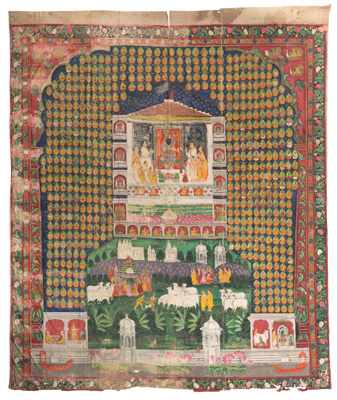 <b>Großer Pichhwai-Behang mit Shrinathji</b>