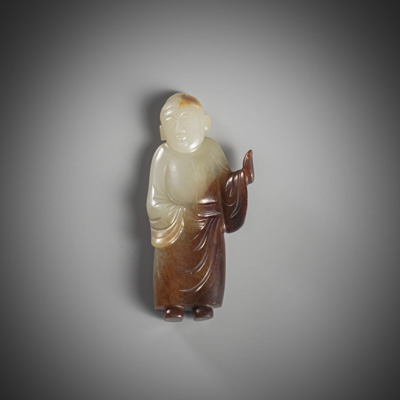 <b>Schnitzerei eines Beamten aus brauner und grüner Jade</b>