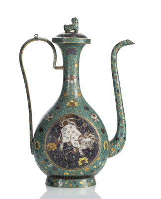 <b>Seltene Cloisonné-Kanne im persischen Stil</b>