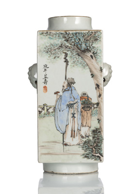 <b>Cong-förmige Vase aus Porzellan von Chen Zichang</b>