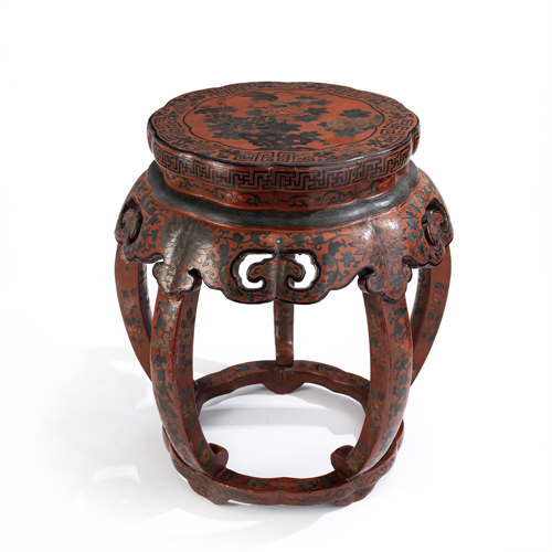 <b>A GOOD QIANGJIN AND TIANQI DECORATED STOOL</b>