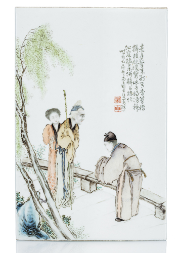 <b>A PORCELAIN PANEL BY LIU XIREN (1906 - 1967)</b> <b>A PORCELAIN PANEL BY LIU XIREN (1906 - 1967)</b>