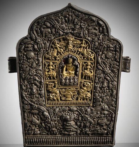 <b>A FINE PARCEL GILT SILVER AND COPPER AMULET-BOX, GAHU</b>