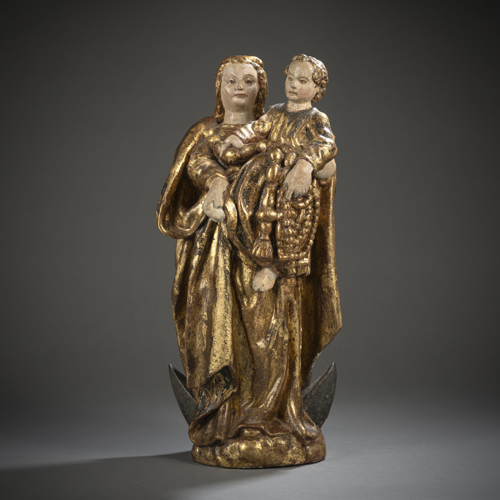 <b>Madonna mit Kind auf der Mondsichel mit Kordelkette und Rosenkränzen</b> <b>Madonna mit Kind auf der Mondsichel mit Kordelkette und Rosenkränzen</b>