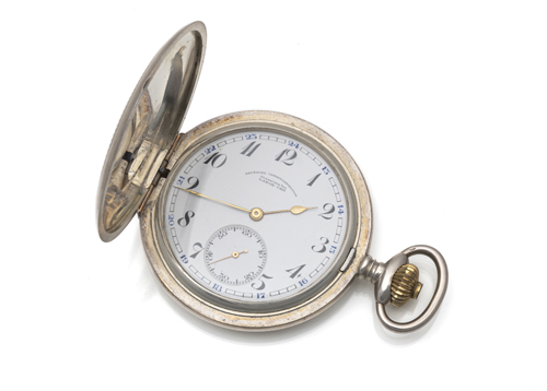 <b>Silberne Herren-Savonette mit Etui und Zertifikat</b>