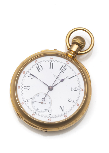 <b>Schwere Taschenuhr mit Doppelchronograph</b>