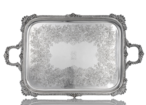 <b>Großes Silber-Tablett im Regency Stil</b>