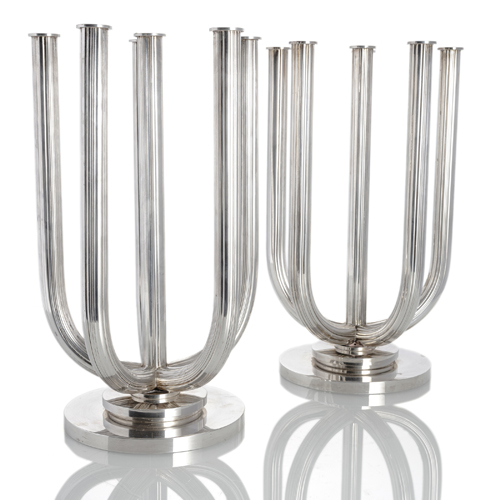 <b>Paar prunkvolle sechsflammige Silber Kerzenleuchter Nr. 751</b>