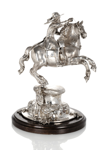 <b>Prunkvolle Reiterfigur im Barockstil aus Silber</b>