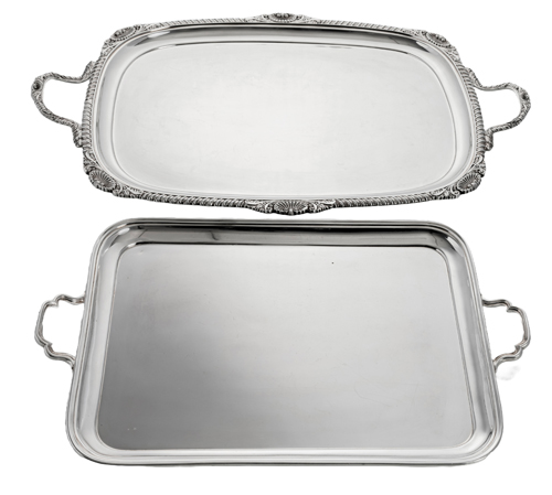 <b>Zwei große Silber-Tabletts</b>