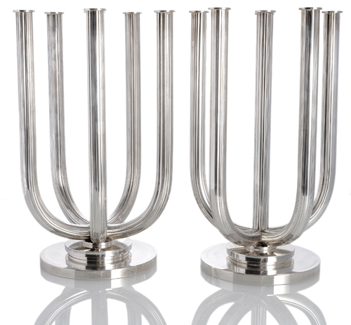 <b>Paar prunkvolle sechsflammige Silber Kerzenleuchter Nr. 751</b>