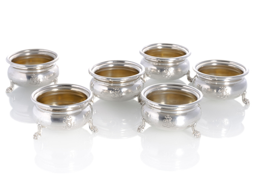 <b>Sechs Gewürzschalen mit Monogramm des Kaisers Franz Joseph I. von Österreich</b>