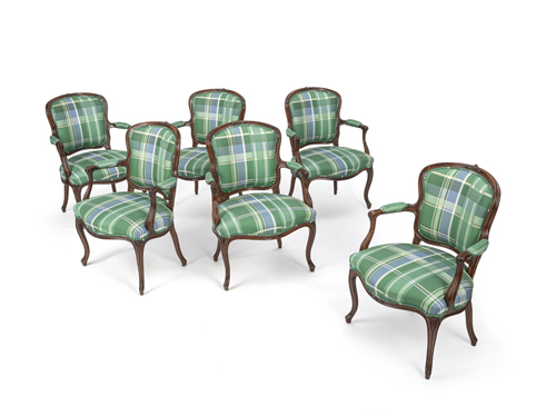 <b>Satz von sechs barocken Armlehnstühlen</b>