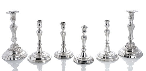 <b>Drei Paar Silber-Kerzenständer</b>