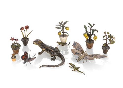 <b>Konvolut Wiener Bronzen - Insekten, Reptilien und Pflanzen</b>
