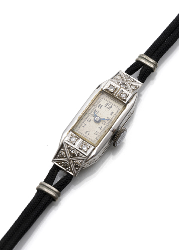 <b>Art Déco Platin Uhr</b>