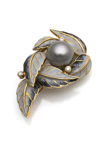 <b>Emaillierter Brosch Anhänger von Otto Klein</b>