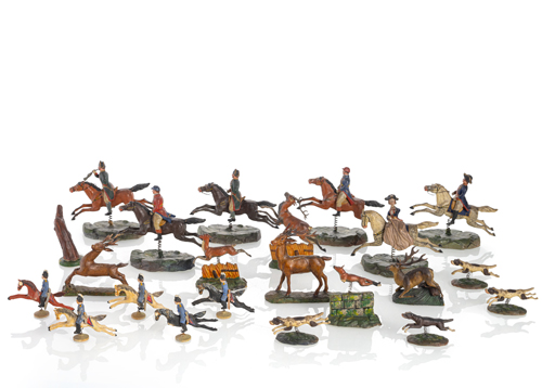 <b>Parforce-Jagd. Konvolut von Jagdfiguren und Reitern</b>