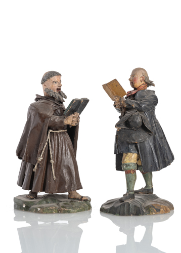 <b>Zwei Scherzfiguren mit Wackelkopf, sogenannte Rhönwackler</b>