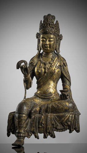 <b>AN IMPORTANT GILT-BRONZE FIGURE OF AVALOKITESHVARA</b>