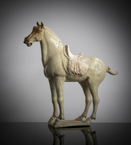 <b>A LARGE STRAW-GLAZED POTTERY FIGURE OF A STANDING HORSE</b>