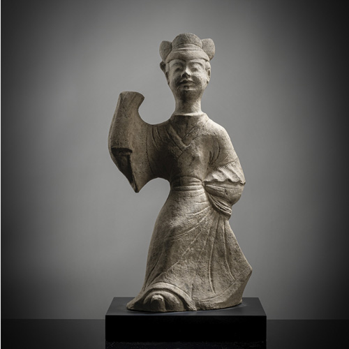 <b>A POTTERY FIGURE OF A DANCER</b>
