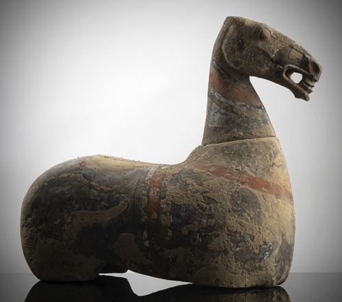<b>A PAINTED POTTERY FIGURE OF A HORSE</b> <b>A PAINTED POTTERY FIGURE OF A HORSE</b>
