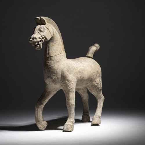 <b>A LARGE POTTERY MODEL OF A HORSE</b>
