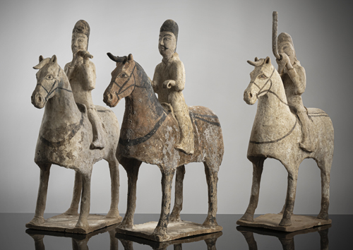 <b>A GROUP OF SIX POTTERY HORSES MOUNTED BY MUSICIANS</b> <b>A GROUP OF SIX POTTERY HORSES MOUNTED BY MUSICIANS</b>