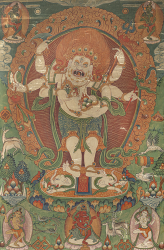 <b>Thangka of the white Mahakala and another Thangka of  Mahakala</b>