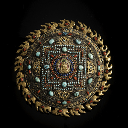 <b>A PARCEL GILT-METAL YANTRA</b>