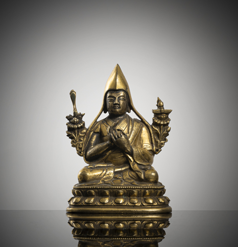 <b>TWO BRONZE FIGURES OF TSONGKHAPA</b>