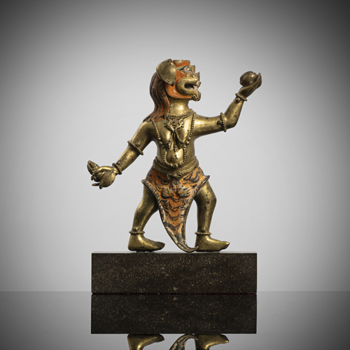 <b>A GILT-BRONZE FIGURE OF SIMHAVAKTRA</b>