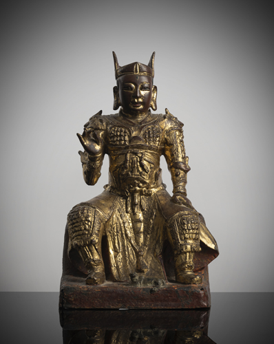 <b>A BRONZE FIGURE OF POSSIBLY ERLANG SHEN, A DEITY ASSOCIATED WITH FLOOD CONTROL</b>