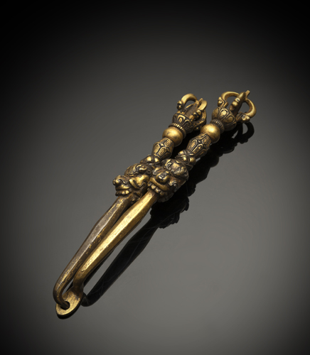 <b>TWO GILT-BRONZE RITUAL IMPLEMENTS</b>