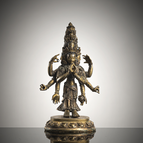 <b>FEUERVERGOLDETE BRONZE DES EKADASHALOKESHVARA</b> <b>FEUERVERGOLDETE BRONZE DES EKADASHALOKESHVARA</b>
