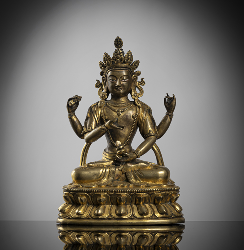 <b>A fine gilt-bronze of Prajnaparamita</b>