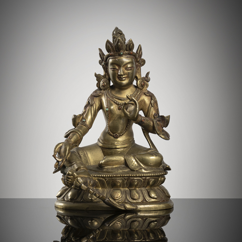 <b>A bronze of Syamatara on a lotus</b>
