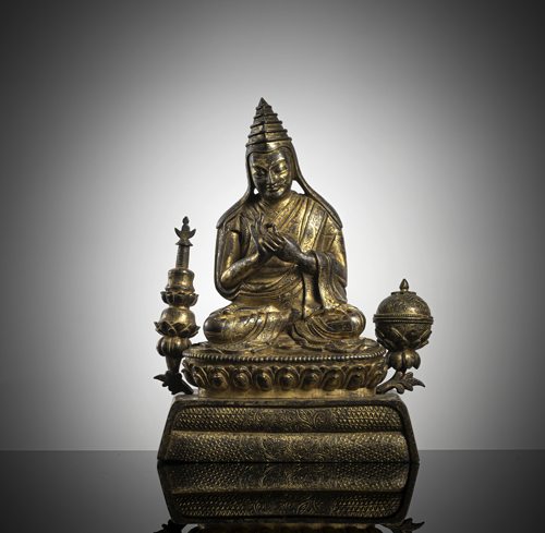 <b>A GILT-BRONZE FIGURE OF ATISHA</b>