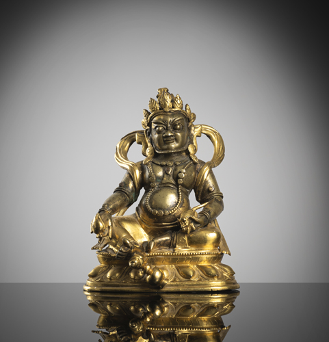 <b>Partially fire-gilded bronze of Vaishravana</b>