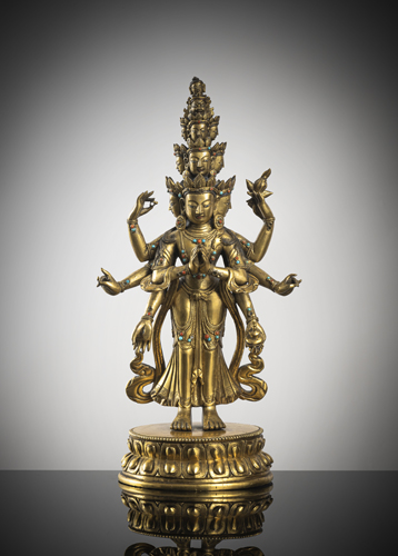 <b>A fine gil-bronze of Ekadashalokeshvara</b>