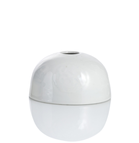 <b>A monochrome white glazed brush washer in beehive shape  with three medallions in relief</b>