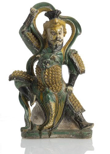 <b>A large 'sancai'-glazed ceramic figure of one of the four heavenly kings</b>