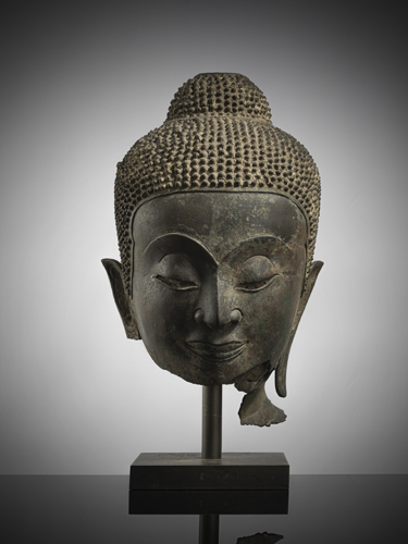 <b>A BRONZE HEAD OF BUDDHA SHAKYAMUNI</b>