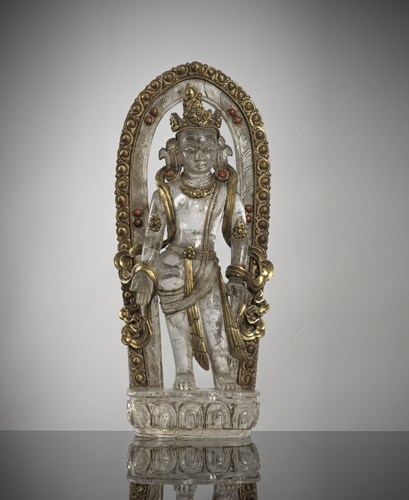 <b>A carved rock crystal figure of a deity</b>
