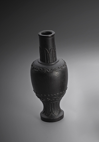 <b>A small vase carved black-brown wood vase for incense</b>
