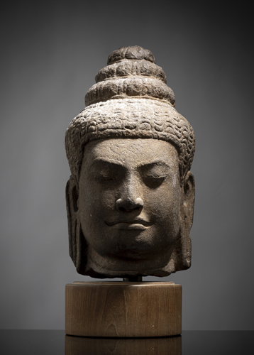 <b>A SANDSTONE HEAD OF BUDDHA SHAKYAMUNI</b>