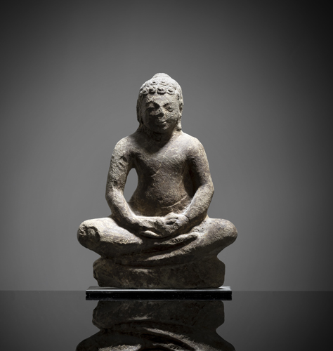 <b>A RARE SANDSTONE FIGURE OF BUDDHA SHAKYAMUNI</b>
