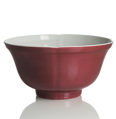 <b>A very rare Imperial ruby-enamelled quadrilobed bowl</b>